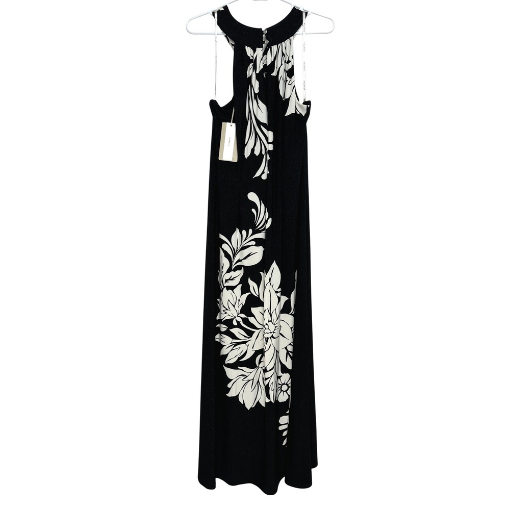 Tommy Bahama Midnight Sea Halter Maxi Dress Black White Floral Resort L NEW - Picture 4 of 12